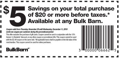Bulk Barn Canada Coupons and Flyer: Save $5 Off Your Purchase with Coupons + 20% off Select Items