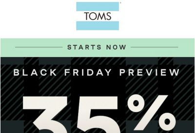 TOMS Canada Black Friday 2020 Sale Starts NOW: Save 35% off Everything Including Markdowns