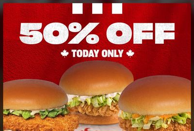 KFC Canada Black Friday 2020 Promotion: Today, Save 50% Off Sandwiches & Combos, Today Only