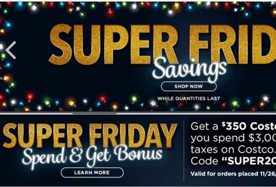 Costco Canada Online Black Friday Offers: Get a $350 Costco Shop Card When you Spend $3000 Online, with Coupon Code