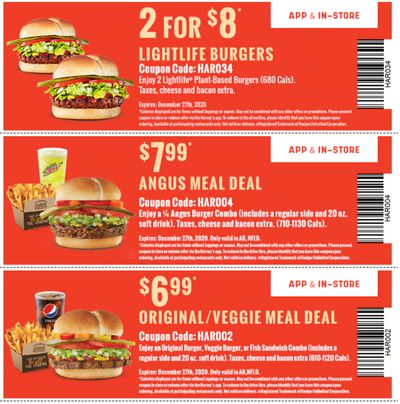 Harvey’s Canada Coupons(AB): until December 27