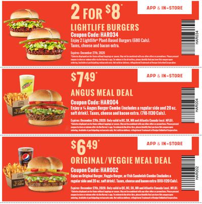Harvey’s Canada Coupons(BC, SK, MB, Atlantic Canada): until December 27