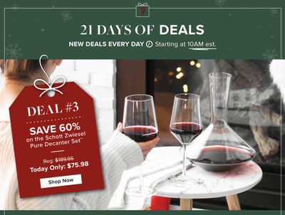 Linen Chest Canada 21 Days of Deals: Today, Save 60% off Schott Zwiesel Pure Decanter Set, with Coupon Code
