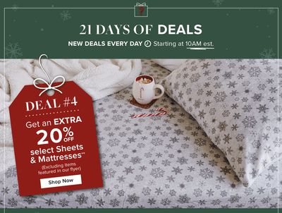 Linen Chest Canada 21 Days of Deals: Today, Save an extra 20% off Select Sheets & Mattresses, with Coupon Code