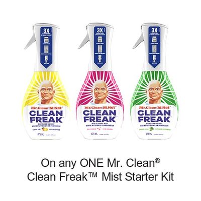 Save $1.00 when you buy any ONE Mr. CleanClean Freak Mist Starter Kit (excludes trial/travel size, value/gift/bonus packs)