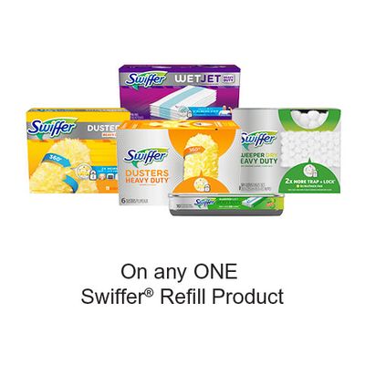 Save $1.00 when you buy any ONE Swiffer Refill Product (excludes trial/travel size, value/gift/bonus packs)