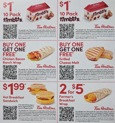 Tim Hortons Coupons: Valid until February 11
