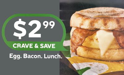 $2.99 Egg and Bacon English Muffin at Subway