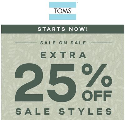 TOMS Canada Sale on Sale: Save an Extra 25% Off Sale Styles with Coupon Code!