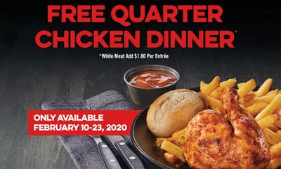 Free Quarter Chicken Dinner at Swiss Chalet