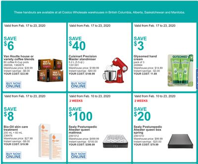Costco Canada More Savings Weekly Coupons/Flyers for Western Canada: British Columbia, Alberta, Saskatchewan & Manitoba, February 17 – 23