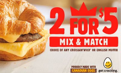 2 FOR $5 BK Breakfast at Burger King