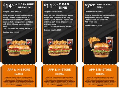 Harvey’s Canada Coupons (QC): until May 23