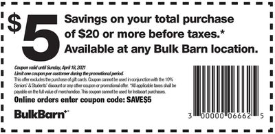 Bulk Barn Canada Coupons and Flyer Deals: Save $5 Off Your Purchase with Coupons + 25% off Select Items