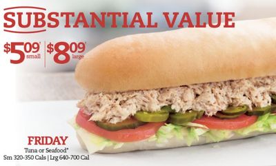FRIDAY FISH DEAL $5.09/$8.09 at Mr. Sub