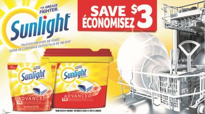 Sunlight Canada Coupons: Save $3 On Sunlight Advanced Dishwasher Detergent