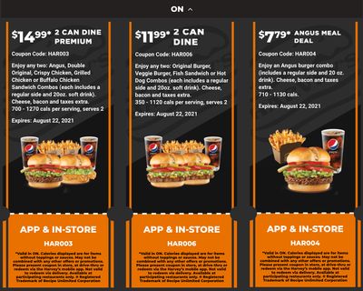 Harvey’s Canada Coupons (ON): until August 22