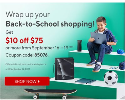 Staples Canada Coupons: Save $10 off Purchases of $75
