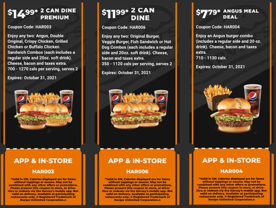 Harvey’s Canada Coupons (ON): until October 31