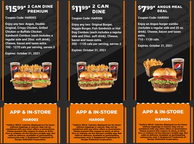 Harvey’s Canada Coupons (NFLD): until October 31
