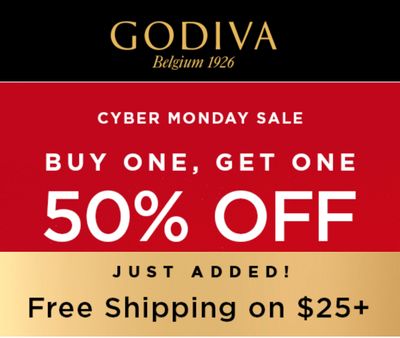 Godiva Canada Cyber Monday 2021 Sale: Buy One, Get One 50% off Sitewide + FREE Shopping on $25 Order with Coupon Code