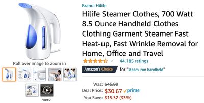 Amazon Canada Deals: Save 33% on Handheld Steamer Clothes + 40% on Pizza Peel + 32% on Air Fryer Oven with Coupon Code + More Offers