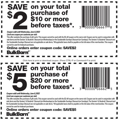 Bulk Barn Canada Coupons and Flyer Deals: Save $2 to $5 Off Your Purchase with Coupons + 25% off Select Items