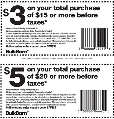 Bulk Barn Canada Coupons and Flyer Deals: Save $3 to $5 Off Your Purchase with Coupons + 25% off Select Items