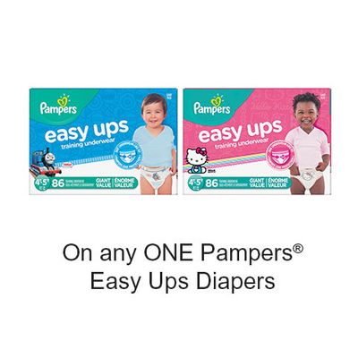Save $2.00 when you buy any ONE Pampers Easy Ups Diapers (excludes trial/travel size, value/gift/bonus packs)
