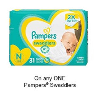 Save $2.00 when you buy any ONE Pampers Swaddlers Diapers (excludes trial/travel size, value/gift/bonus packs)