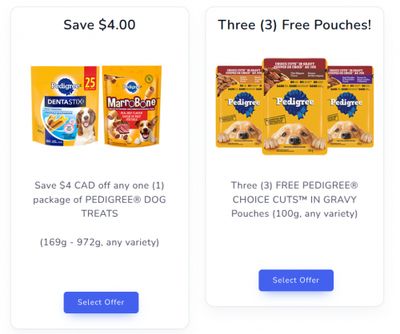 Pedigree Canada Coupons: Save $4 on Pedigree Dog Treats and get Three Free Pedigree Choice Cuts in Gravy Pouches