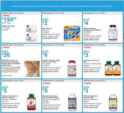 Costco Canada More Savings Weekly Coupons/Flyers for: Ontario, New Brunswick, Newfoundland & Labrador and Nova Scotia, November 11 – 17
