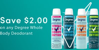 Save $2 on Degree whole body deodorant