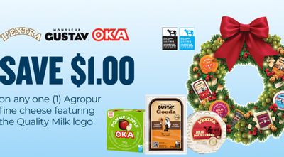 Save $1 on Agropur fine cheese featuring Quality Milk logo