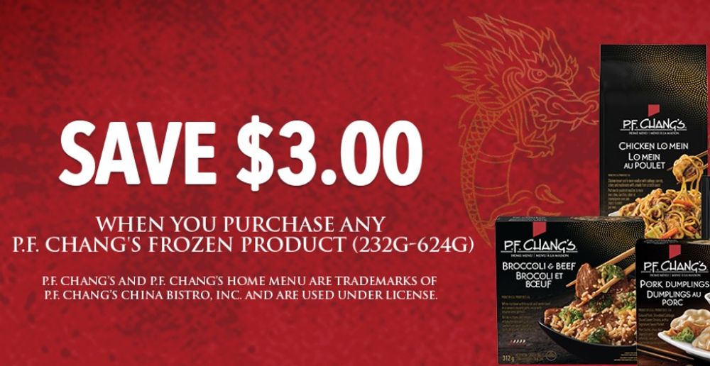 Save $3 on P.F. Chang's frozen product