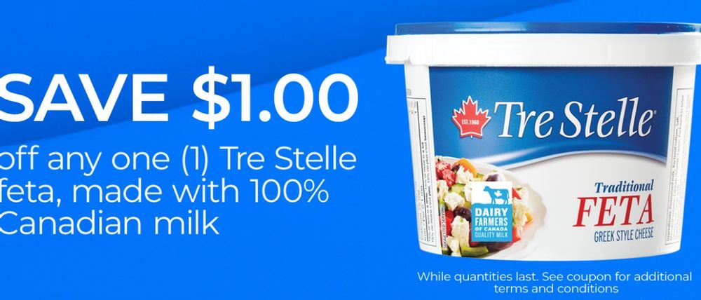 Save $1 on Tre Stelle feta cheese
