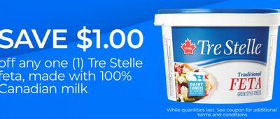 Save $1 on Tre Stelle feta cheese