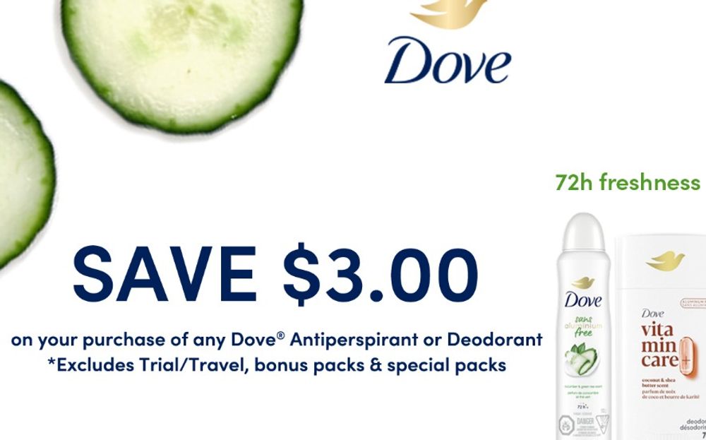 Save $3 on Dove antiperspirant or deodorant