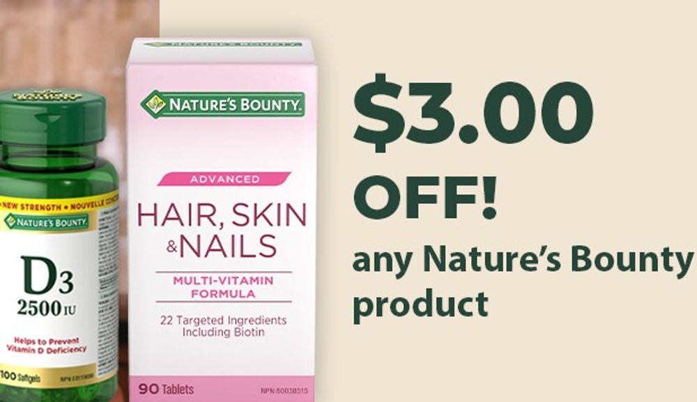 Save $3 on any Nature's Bounty product
