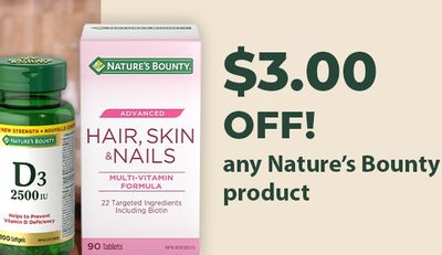 Save $3 on any Nature's Bounty product