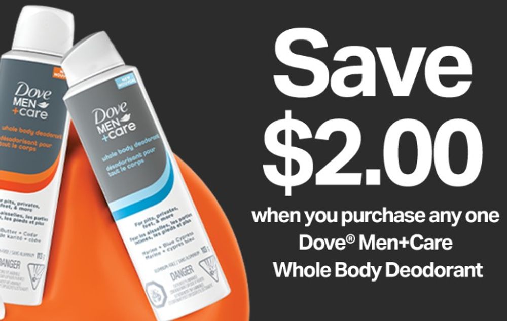 Save $2 on Dove Men+Care whole body deodorant