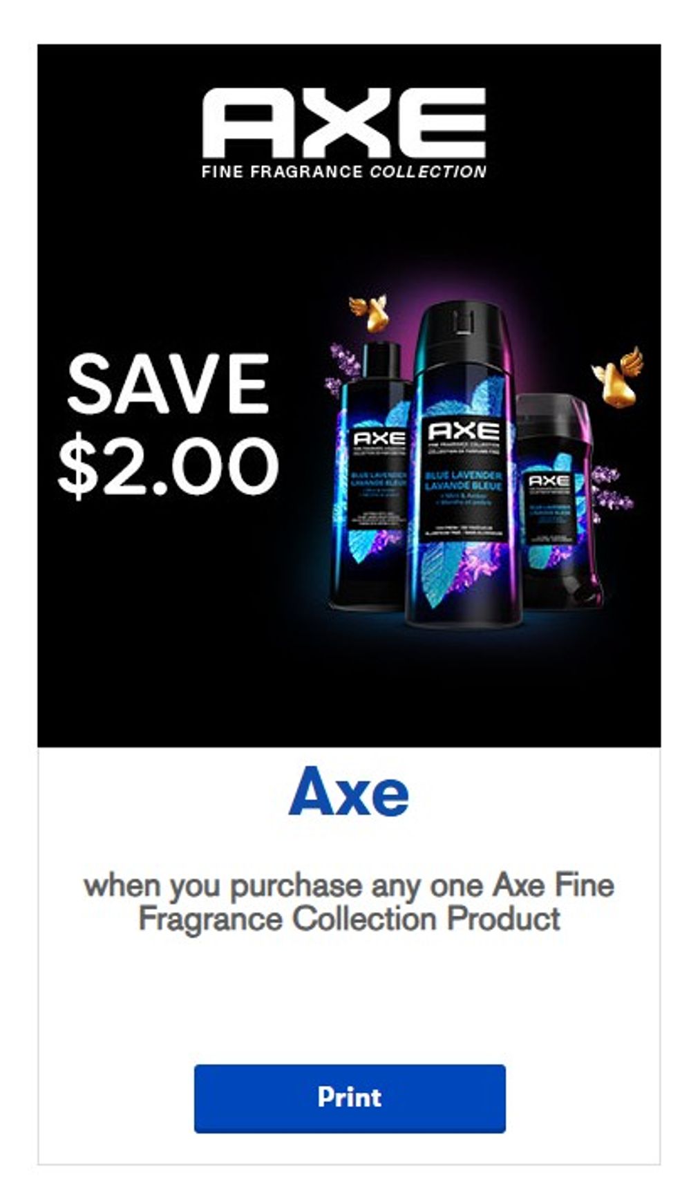 Save $2 on Axe fine fragrance collection product