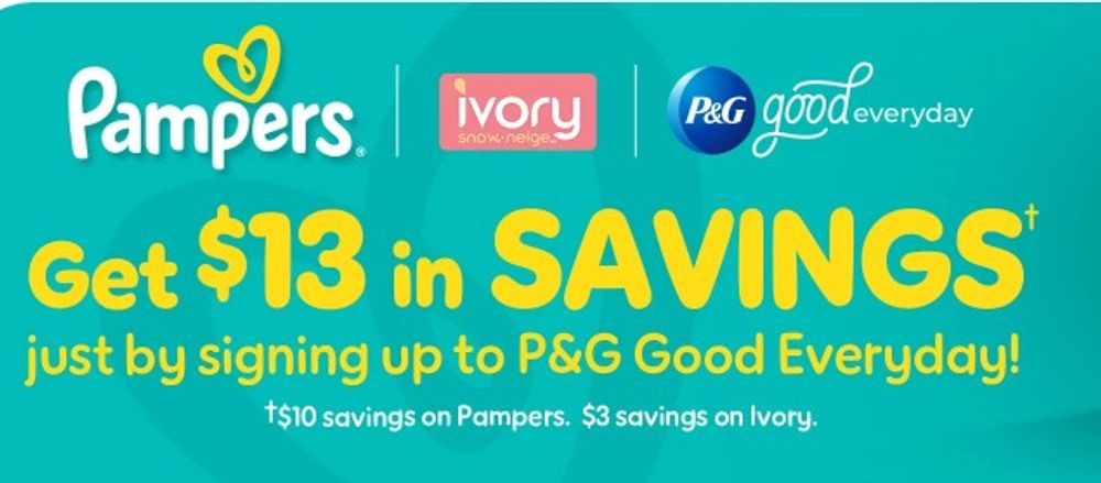 Sign up or log in to PG Good everyday and get $13 in coupons valid on Pampers diapers and Ivory detergent