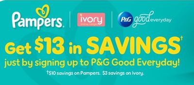 Sign up or log in to PG Good everyday and get $13 in coupons valid on Pampers diapers and Ivory detergent