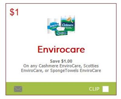 Canadian Coupons: Save $1 on Cashmere Envirocare, Scotties Envirocare, or SpongeTowels Envirocare