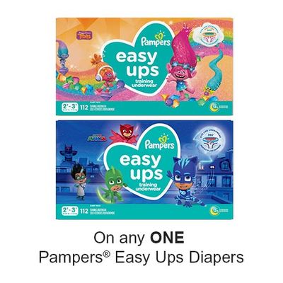 Save $2.00 when you buy any ONE Pampers Easy Ups Diapers (excludes trial/travel size, value/gift/bonus packs)