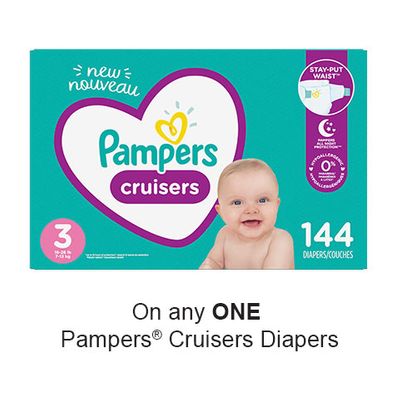 Save $2.50 when you buy any ONE Pampers Cruisers Diapers (excludes trial/travel size, value/gift/bonus packs)