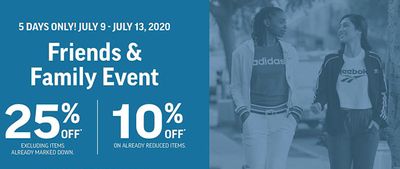 Sport Chek Canada Friends & Family Event: Save Extra 25% Off Regular Priced Items + Extra 10% on Sale & Clearance Items, with Coupon Code