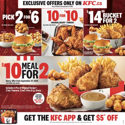 KFC Canada Mailer Coupons (British Columbia, until September 27, 2020
