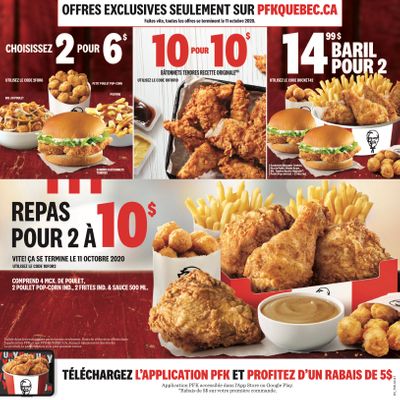 KFC Canada Mailer Coupons (Quebec), until October 11, 2020